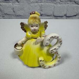 Vintage Josef Originals Birthday Angel Figurine - Year 3 Yellow Dress